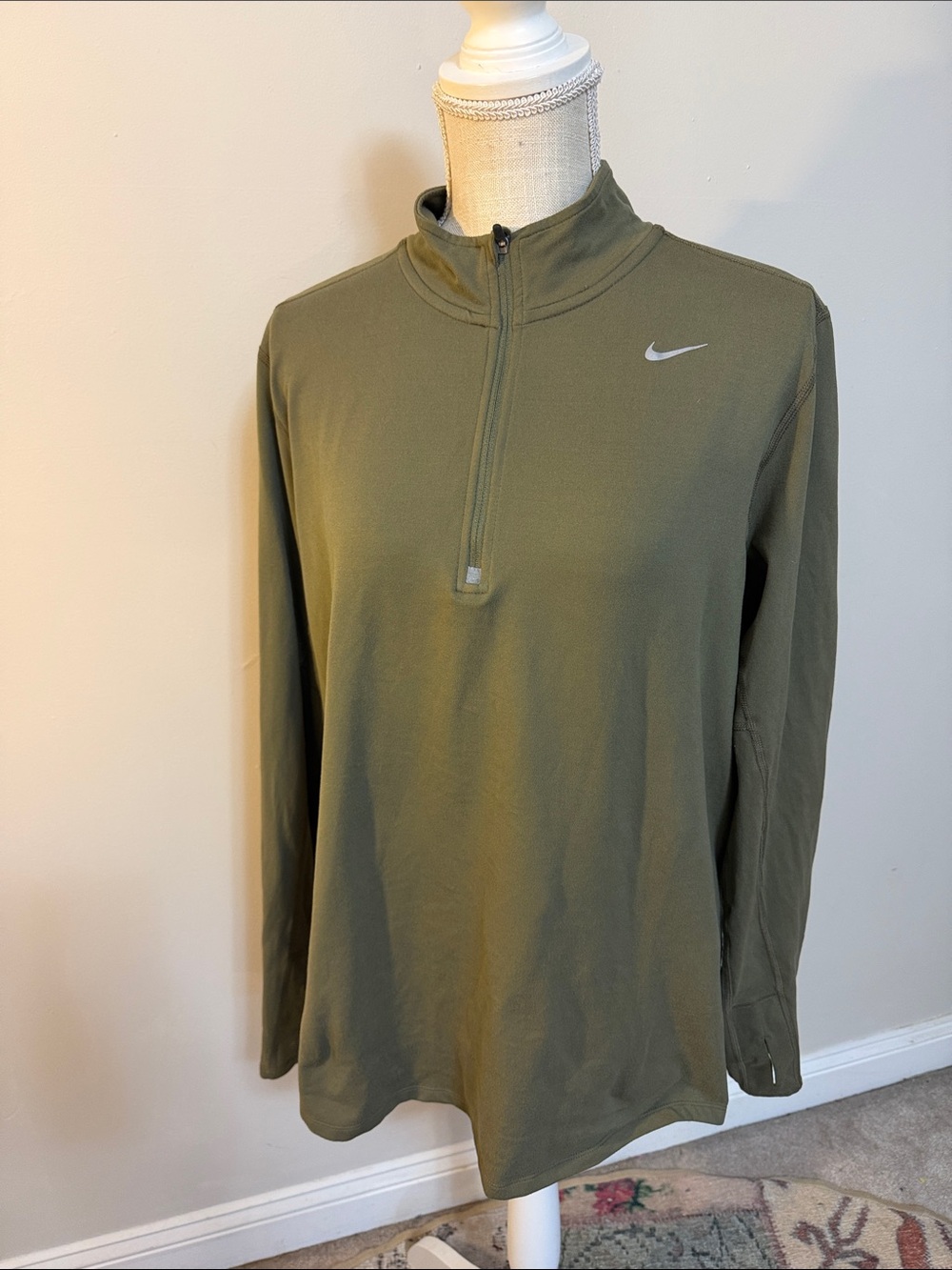 Nike Olive Half-Zip Long Sleeve Performance Pullover